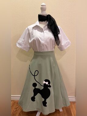 60’s Inspired Sage Green Poodle Skirt Costume